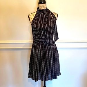 EXPRESS Black & White Polka Dot Sleeveless Dress
